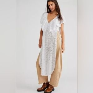 NWOT Free People Waterfall Maxi Lace Top Swim Cover Up Dress. Size S